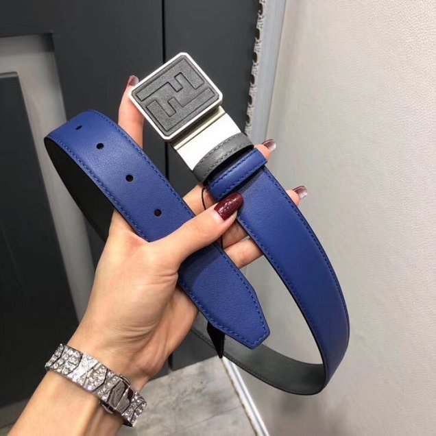 Fendi original calfskin belt 34mm F0003 blue