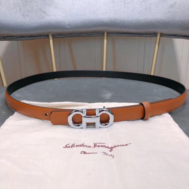 Feragamo gancini original calfskin belt 15mm F0006 caramel