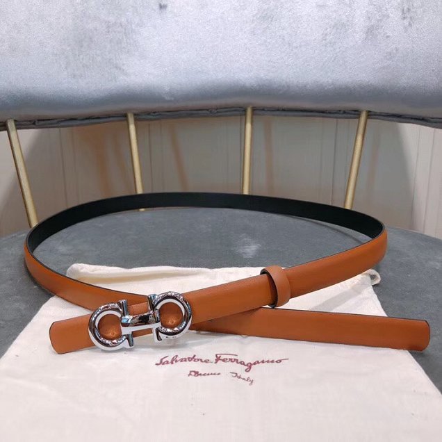 Feragamo gancini original calfskin belt 15mm F0006 caramel