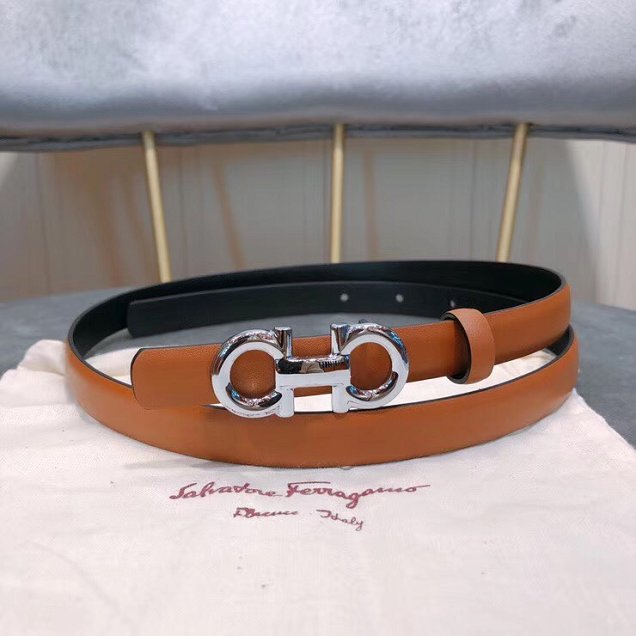 Feragamo gancini original calfskin belt 15mm F0006 caramel