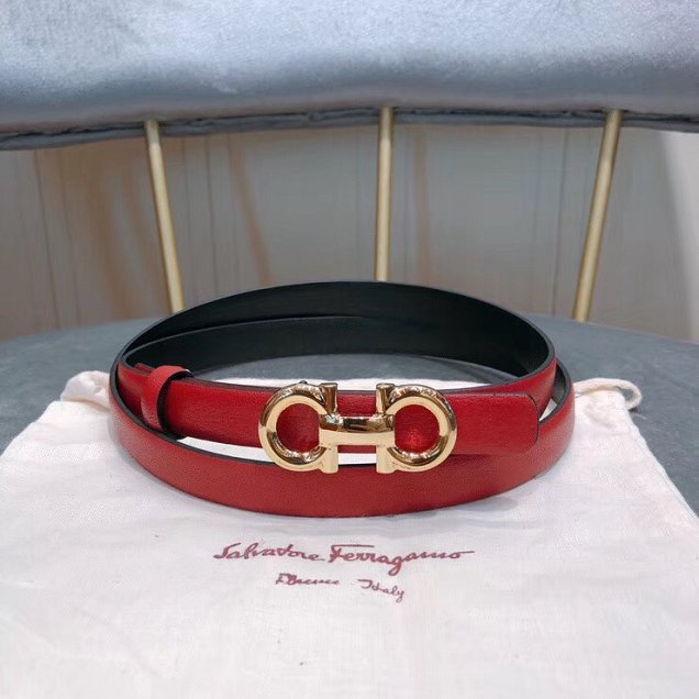 Feragamo gancini original calfskin belt 15mm F0006 red