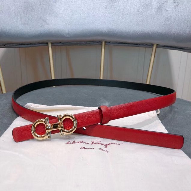 Feragamo gancini original calfskin belt 15mm F0006 red