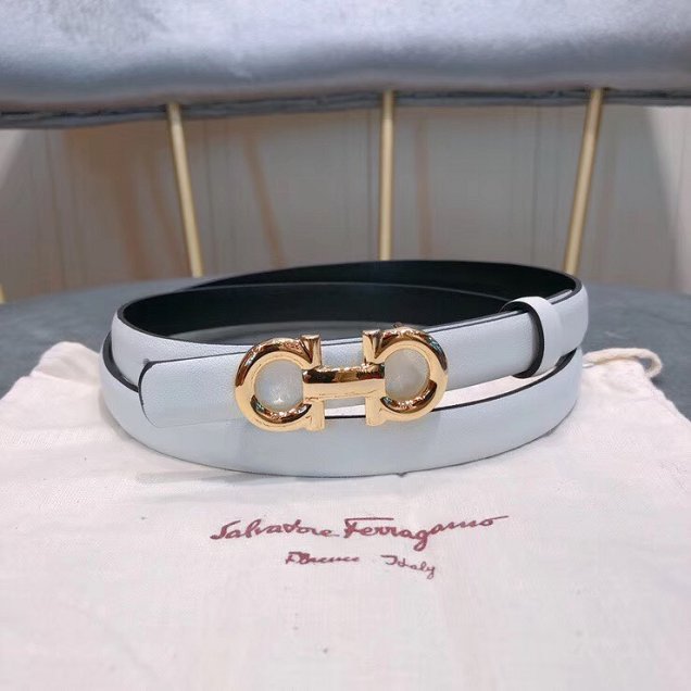 Feragamo gancini original calfskin belt 15mm F0006 white