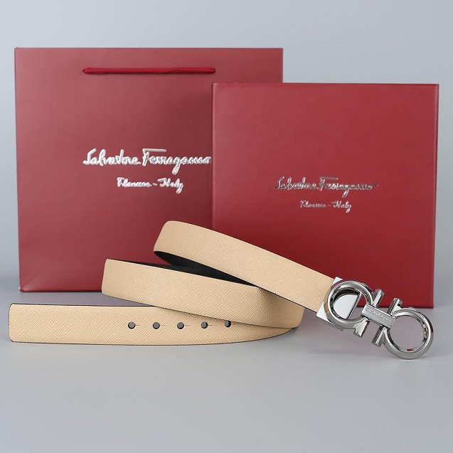 Feragamo gancini original calfskin belt 25mm F0001 apricot