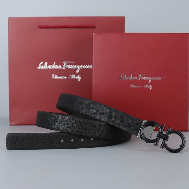 Feragamo gancini original calfskin belt 25mm F0001 black