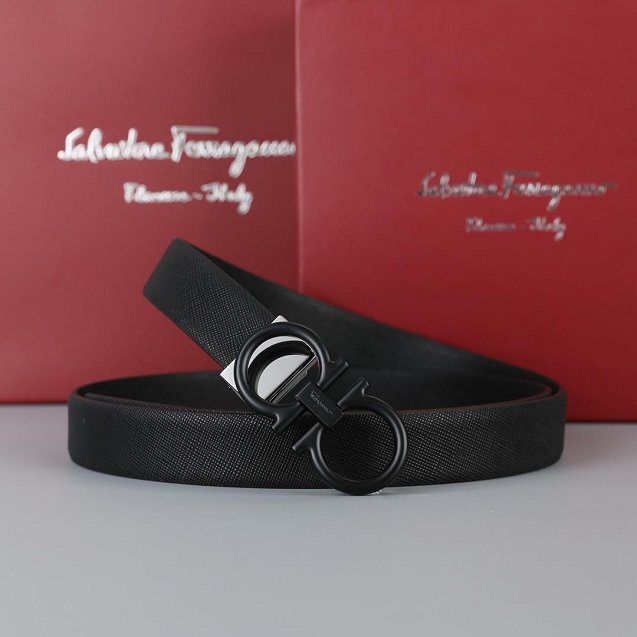 Feragamo gancini original calfskin belt 25mm F0001 black