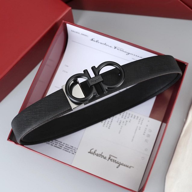 Feragamo gancini original calfskin belt 25mm F0001 black