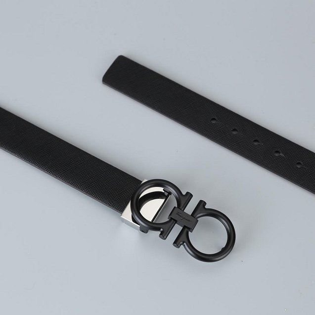 Feragamo gancini original calfskin belt 25mm F0001 black