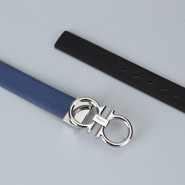 Feragamo gancini original calfskin belt 25mm F0001 blue