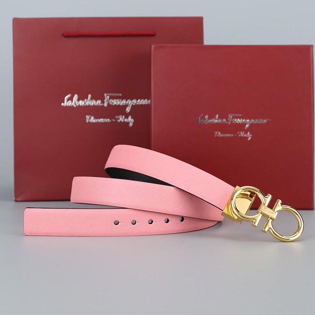 Feragamo gancini original calfskin belt 25mm F0001 pink