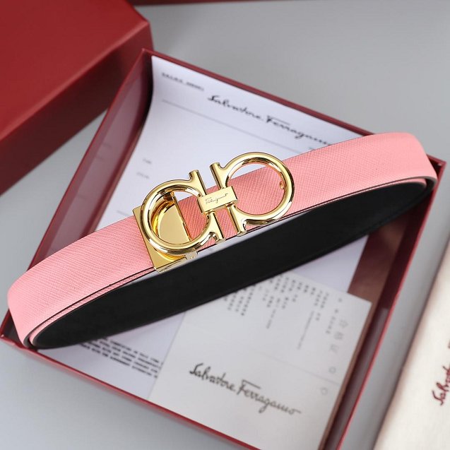 Feragamo gancini original calfskin belt 25mm F0001 pink