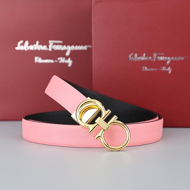 Feragamo gancini original calfskin belt 25mm F0001 pink