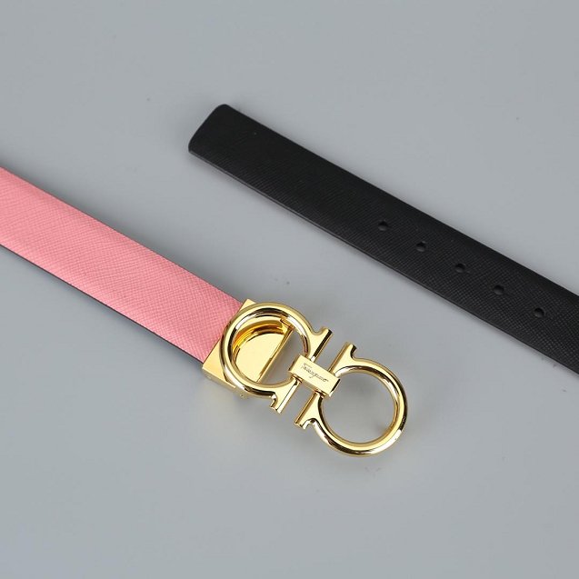 Feragamo gancini original calfskin belt 25mm F0001 pink