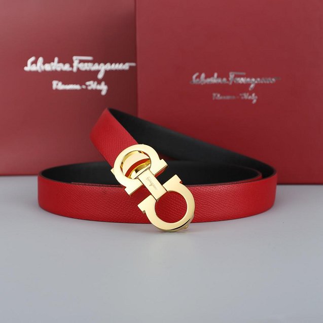 Feragamo gancini original calfskin belt 25mm F0001 red