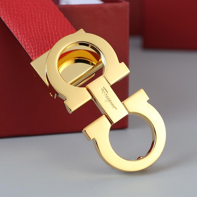 Feragamo gancini original calfskin belt 25mm F0001 red