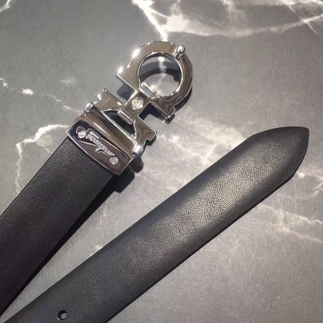 Feragamo gancini original calfskin belt 25mm F0002 black