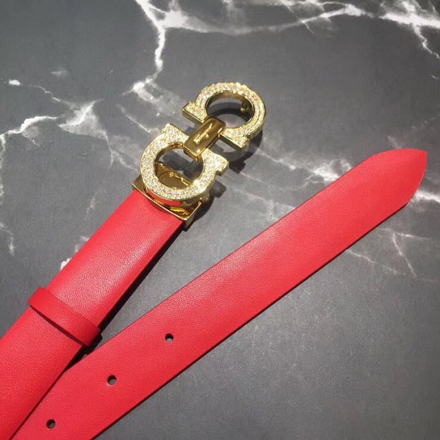 Feragamo gancini original calfskin belt 25mm F0002 red