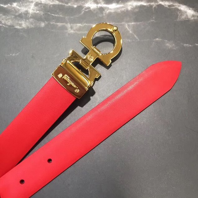 Feragamo gancini original calfskin belt 25mm F0002 red