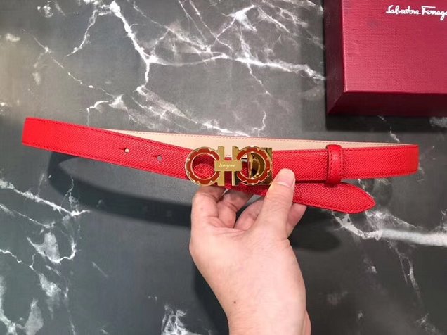 Feragamo gancini original calfskin belt 25mm F0002 red