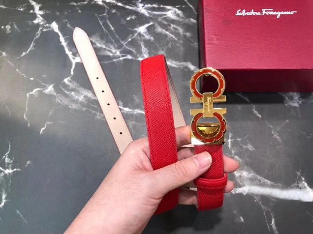 Feragamo gancini original calfskin belt 25mm F0002 red