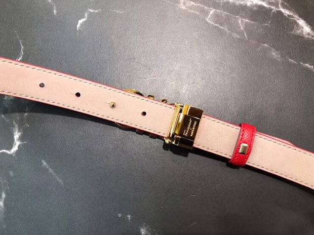 Feragamo gancini original calfskin belt 25mm F0002 red