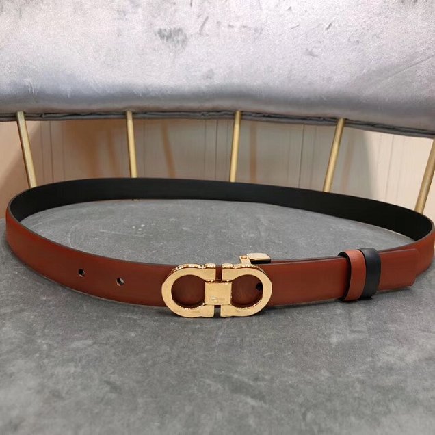 Feragamo gancini original calfskin belt 25mm F0005 caramel