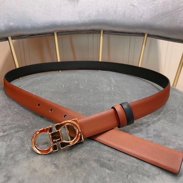 Feragamo gancini original calfskin belt 25mm F0005 caramel