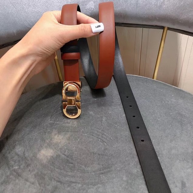 Feragamo gancini original calfskin belt 25mm F0005 caramel