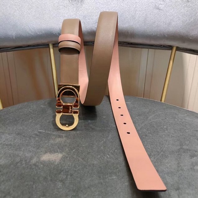 Feragamo gancini original calfskin belt 25mm F0005 nude