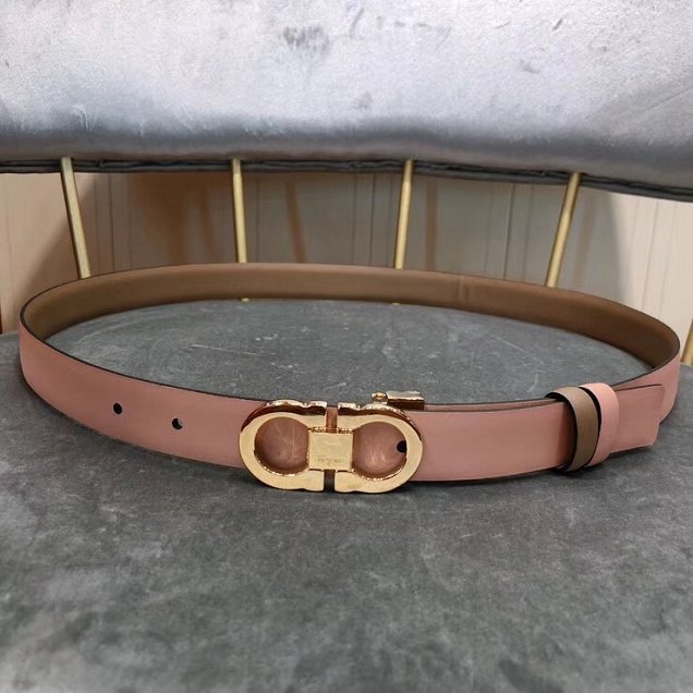 Feragamo gancini original calfskin belt 25mm F0005 pink