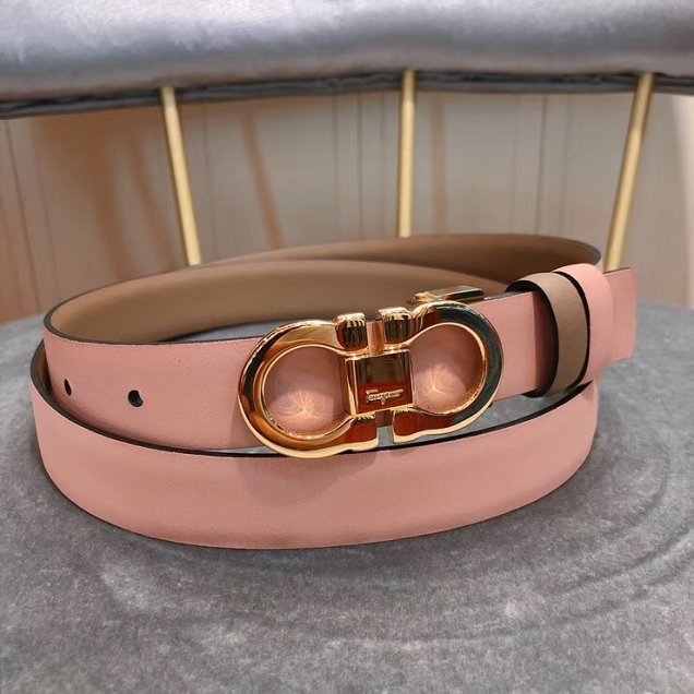 Feragamo gancini original calfskin belt 25mm F0005 pink