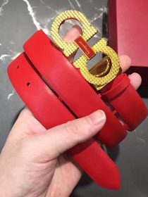 Feragamo gancini original calfskin belt 25mm F0009 red