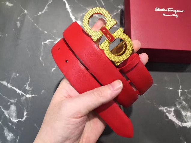 Feragamo gancini original calfskin belt 25mm F0009 red