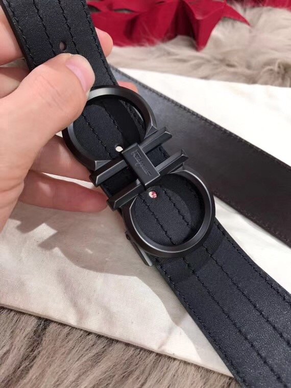 Feragamo gancini original calfskin belt 35mm F0004 black 