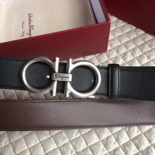 Feragamo gancini original calfskin belt 35mm F0007 black