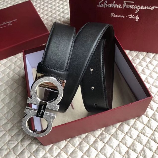 Feragamo gancini original calfskin belt 35mm F0008 black