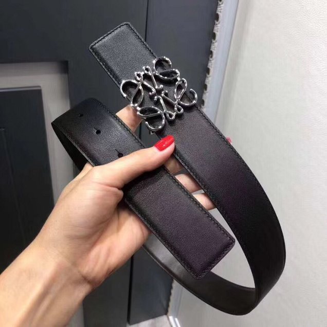 Loewe original calfskin belt 40mm LW0002 black&dark coffee