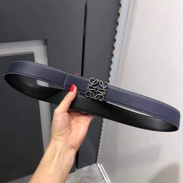 Loewe original calfskin belt 32mm LW0001 navy blue