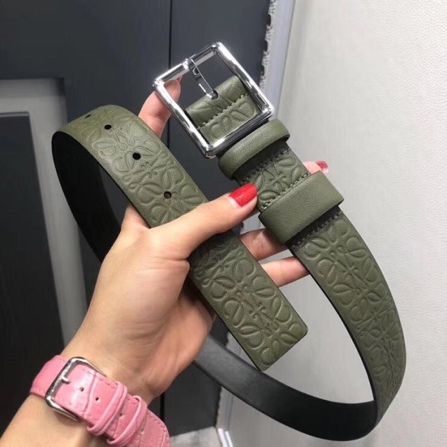 Loewe original calfskin belt 34mm LW0003 olive