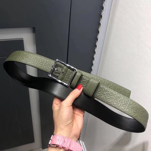 Loewe original calfskin belt 34mm LW0003 olive