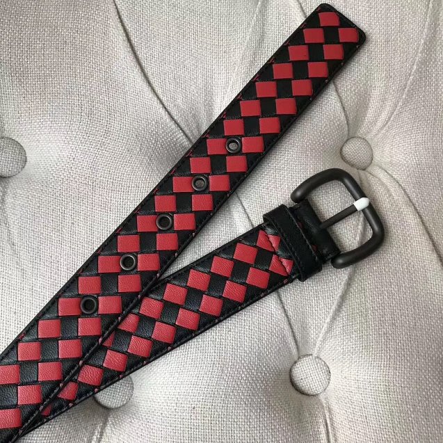 BV original lambskin 35mm belt V0003 black red