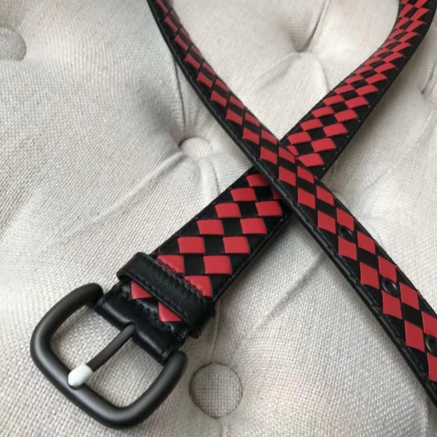 BV original lambskin 35mm belt V0003 black red