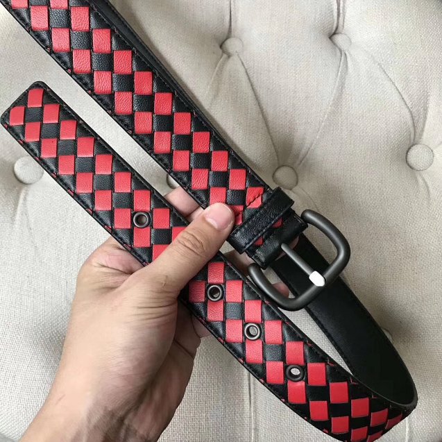 BV original lambskin 35mm belt V0003 black red