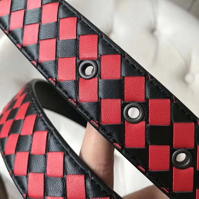 BV original lambskin 35mm belt V0003 black red