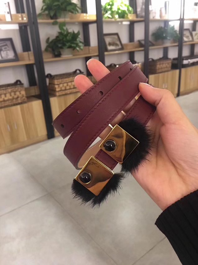 Fendi original calfskin belt 25mm FD0014 bordeaux