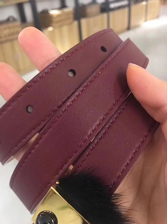 Fendi original calfskin belt 25mm FD0014 bordeaux