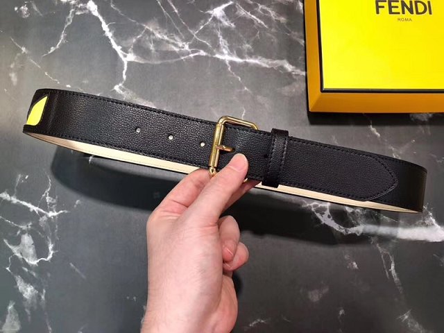 Fendi original calfskin belt 38mm FD0007 black&yellow