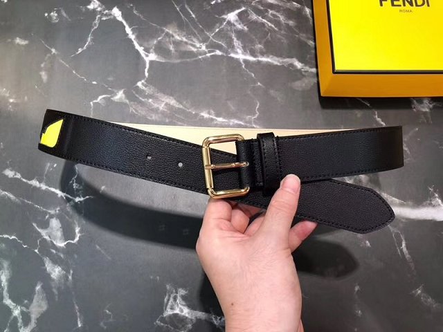 Fendi original calfskin belt 38mm FD0007 black&yellow