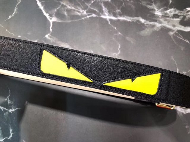 Fendi original calfskin belt 38mm FD0007 black&yellow