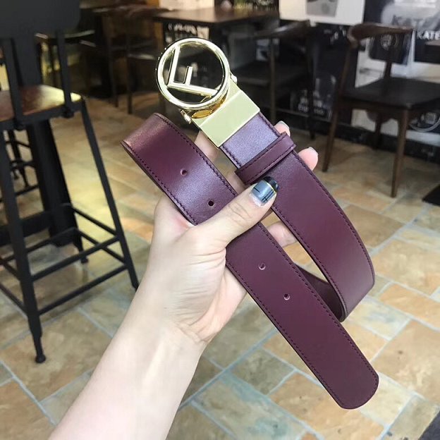 Fendi original calfskin belt 35mm FD0006 burgundy